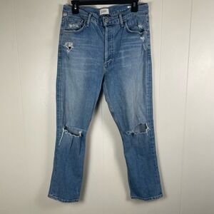 Citizens of Humanity Charlotte Crop Jeans Light Wash Distressed High Rise